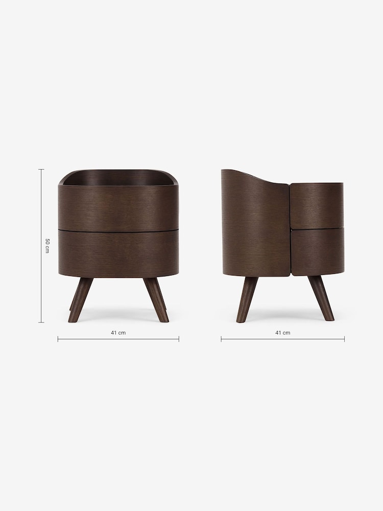 MADE.COM Dark Stain Oak Odie 2 Drawer Bedside Table - Image 6 of 6