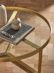 MADE.COM Brushed Brass/Glass Aula Round Coffee Table - Image 2 of 4