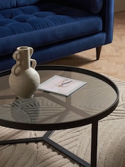 MADE.COM Black/Grey Glass Aula Round Coffee Table - Image 2 of 4