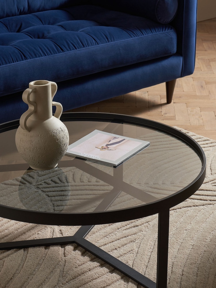 MADE.COM Black/Grey Glass Aula Round Coffee Table - Image 2 of 4