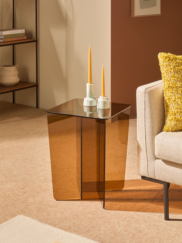 MADE.COM Caramel Glass Oki Side Table - Image 1 of 6