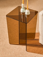 MADE.COM Caramel Glass Oki Side Table - Image 2 of 6