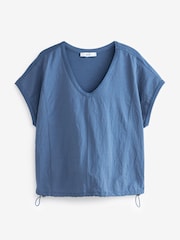 Blue Short Sleeve Nylon Bubble Hem Top - Image 5 of 6