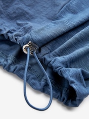 Blue Short Sleeve Nylon Bubble Hem Top - Image 6 of 6