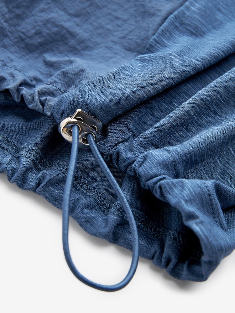 Blue Short Sleeve Nylon Bubble Hem Top - Image 6 of 6