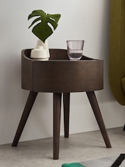 MADE.COM Dark Stain Oak Odie 1 Drawer Bedside Table - Image 1 of 2