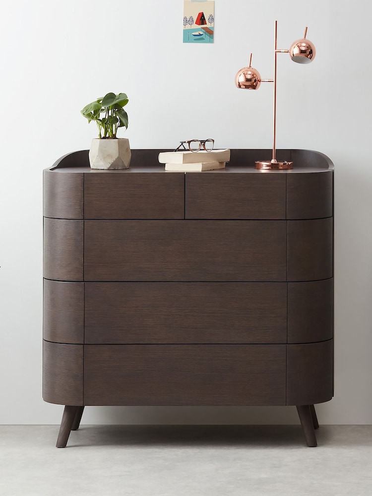 MADE.COM Dark Stain Oak Odie 5 Drawer Chest of Drawers - Image 1 of 4
