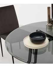 MADE.COM Black & Smoked Glass Haku 4 Seater Round Dining Table - Image 2 of 5