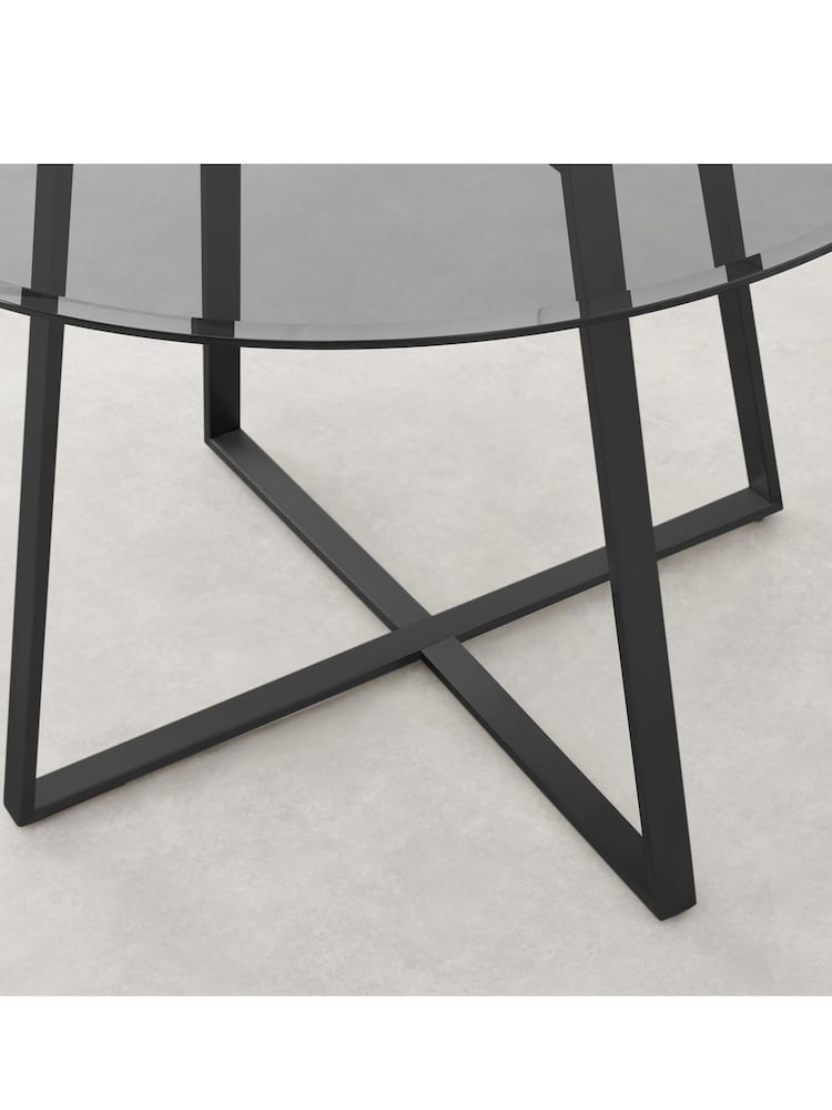 MADE.COM Black & Smoked Glass Haku 4 Seater Round Dining Table - Image 5 of 5