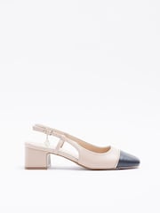 River Island Block Heeled Slingback Brown Court Shoes - Image 1 of 5