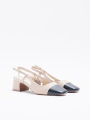 River Island Block Heeled Slingback Brown Court Shoes - Image 2 of 5