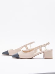 River Island Block Heeled Slingback Brown Court Shoes - Image 3 of 5