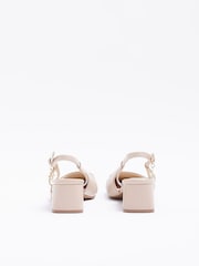 River Island Block Heeled Slingback Brown Court Shoes - Image 4 of 5