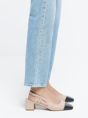 River Island Block Heeled Slingback Brown Court Shoes - Image 5 of 5