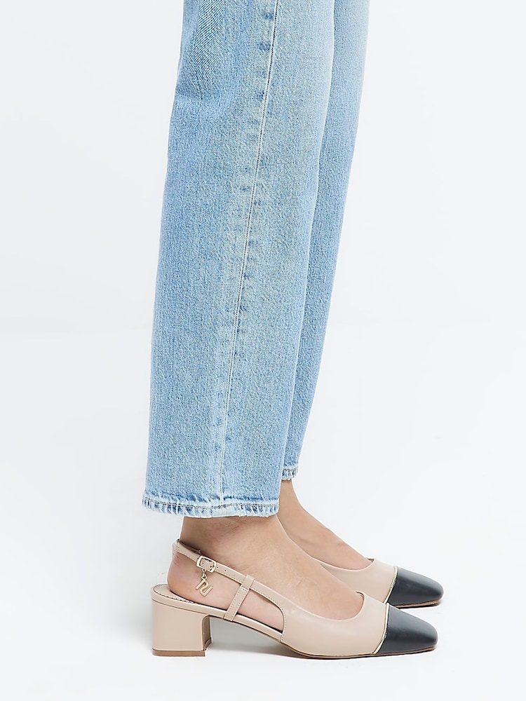 River Island Block Heeled Slingback Brown Court Shoes - Image 5 of 5