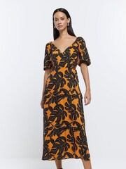 River Island Orange Wrap Dress - Image 1 of 6