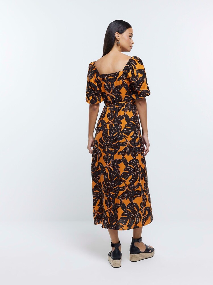 River Island Orange Wrap Dress - Image 2 of 6