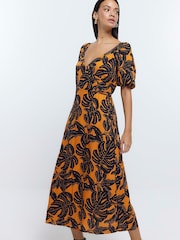 River Island Orange Wrap Dress - Image 4 of 6