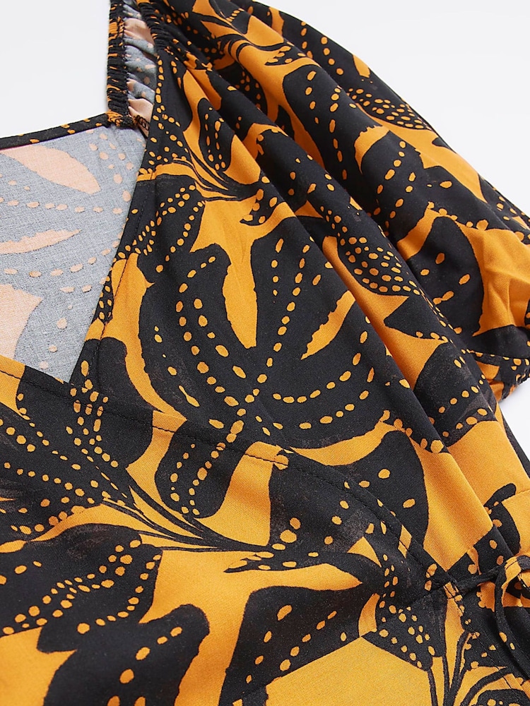 River Island Orange Wrap Dress - Image 6 of 6