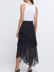 River Island Chiffon Frill Black Maxi Skirt - Image 2 of 3