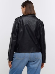 River Island Black Plus Faux Leather Biker Jacket - Image 2 of 3