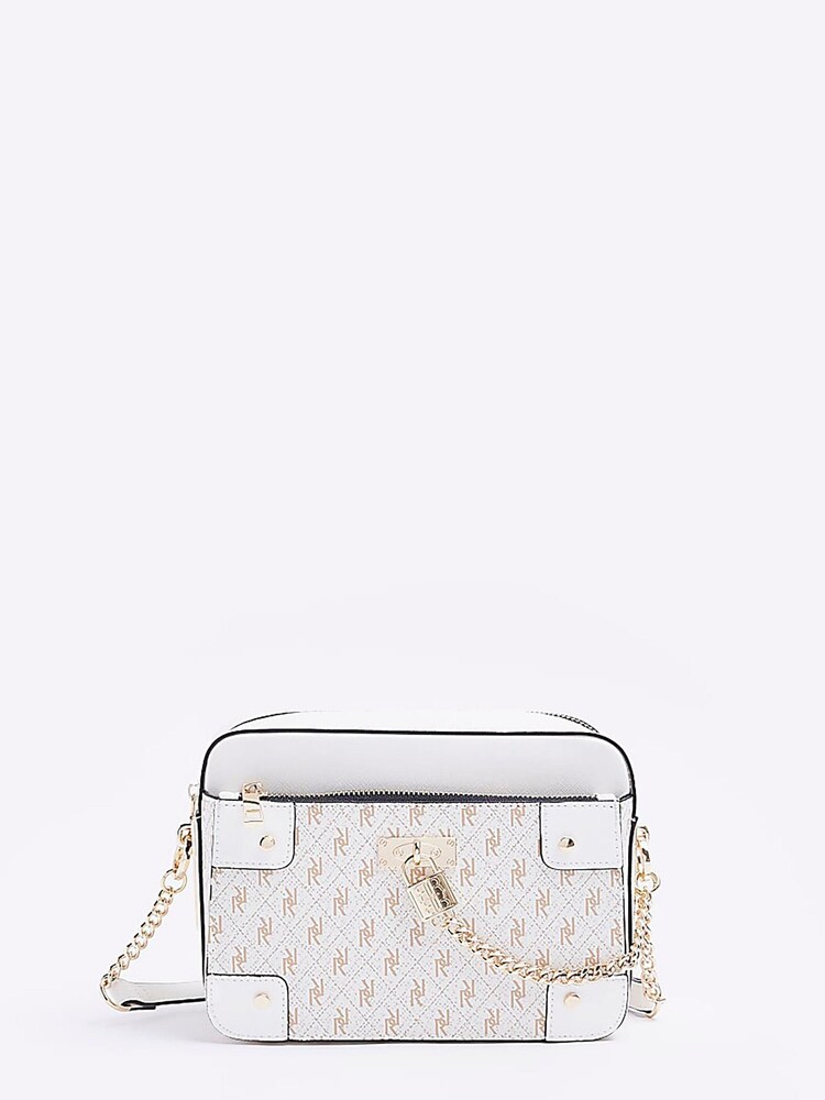 River Island White Padlock Chain Boxy Bag - Image 1 of 5