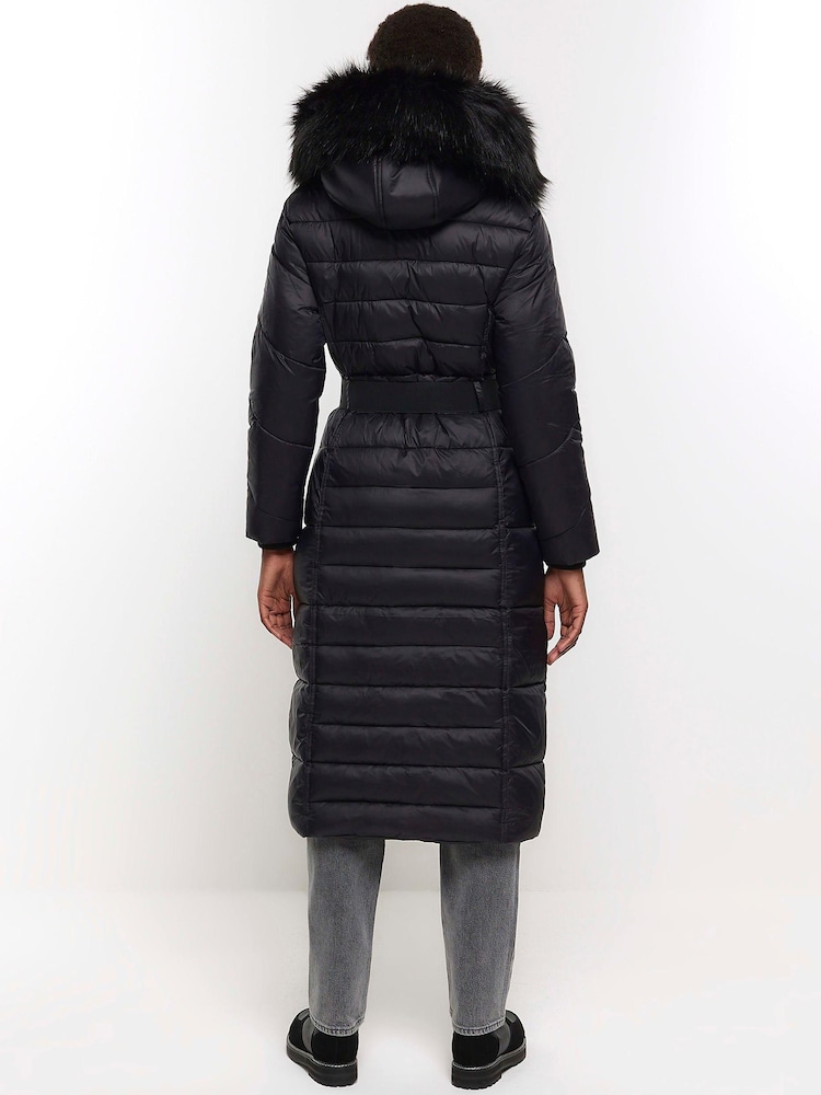 River Island Shawl Slim Padded Black Jacket - Image 2 of 3 River Island Shawl Slim Padded Black Jacket - Image 2 of 3