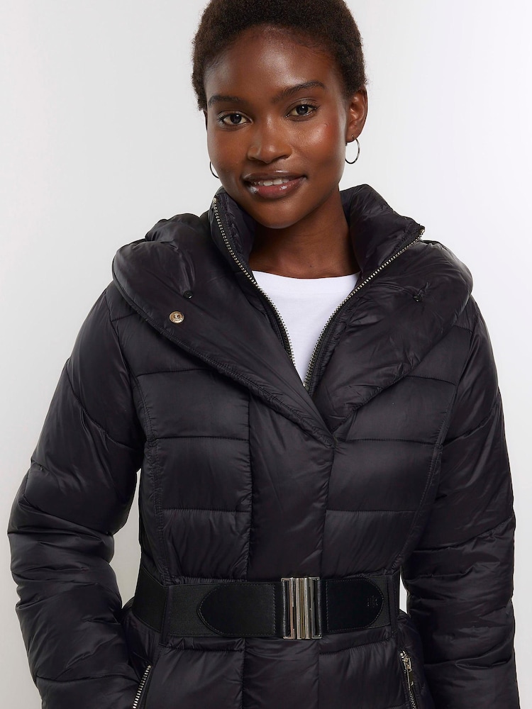 River Island Shawl Slim Padded Black Jacket - Image 3 of 3 River Island Shawl Slim Padded Black Jacket - Image 3 of 3