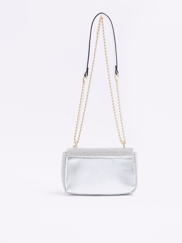 River Island Silver Heatseal Charm Shoulder Bag - Image 2 of 5 River Island Silver Heatseal Charm Shoulder Bag - Image 2 of 5