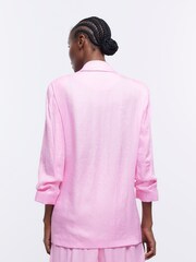 River Island Pink Ruched Sleeve Soft Blazer - Image 2 of 3