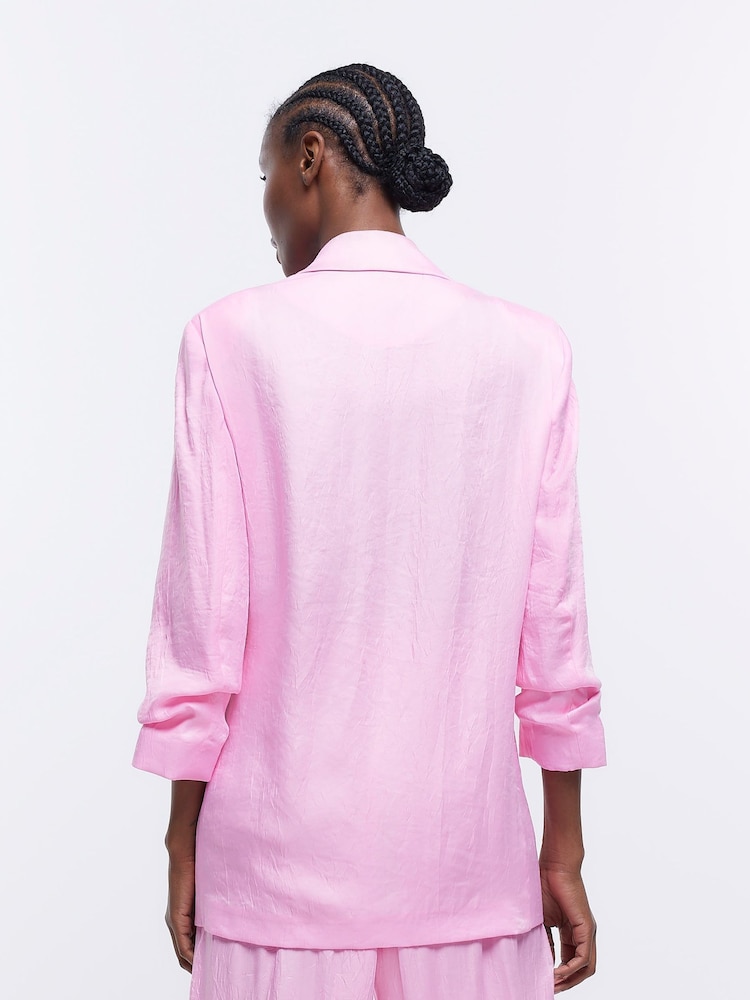 River Island Pink Ruched Sleeve Soft Blazer - Image 2 of 3