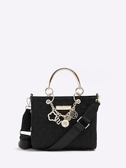 River Island Black Jacquard Charm Tote - Image 1 of 5