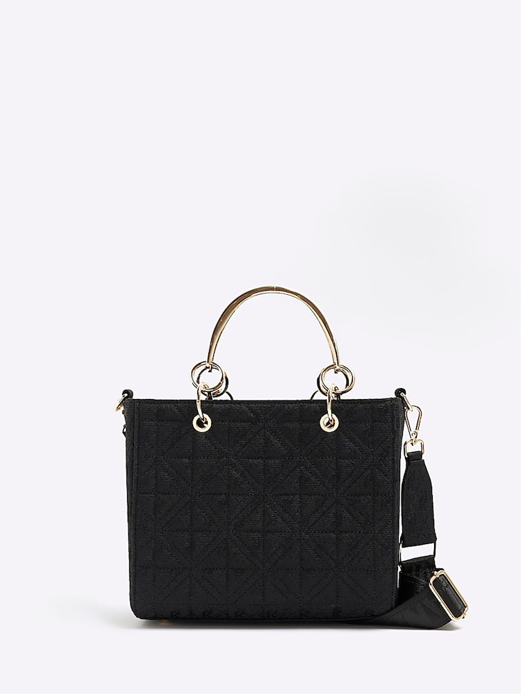 River Island Black Jacquard Charm Tote - Image 2 of 5