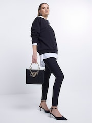 River Island Black Jacquard Charm Tote - Image 5 of 5