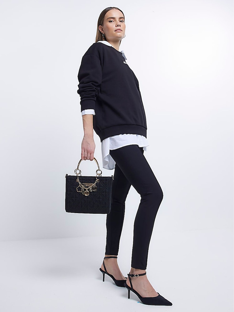 River Island Black Jacquard Charm Tote - Image 5 of 5