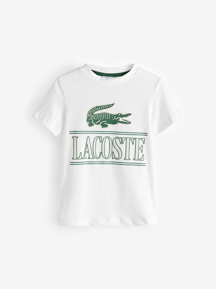 Lacoste Childrens Large Croc Effect 100% Cotton Graphic Logo T-Shirt - Image 1 of 3