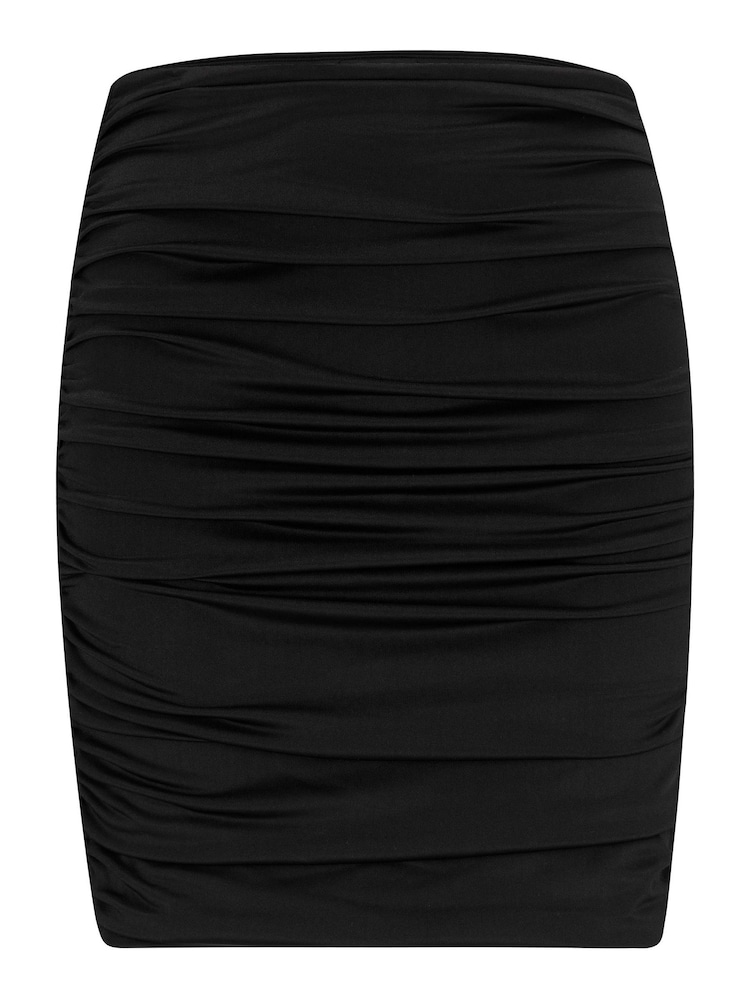Pour Moi Black Adele Shine Jersey Ruche Mini Skirt - Image 5 of 5
