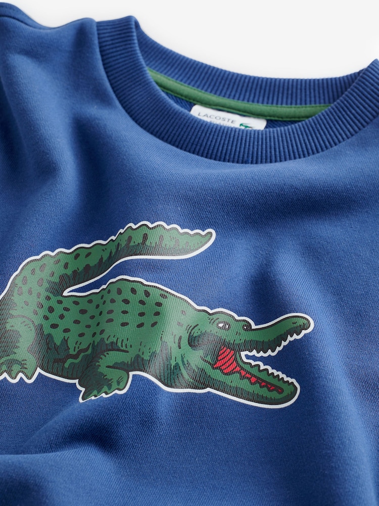 Lacoste Blue Croc Effect Originals Children Sweatshirt - Image 3 of 3