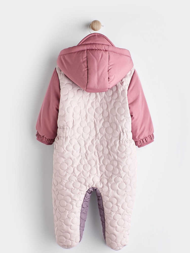 Lilac Purple Colourblock Baby All In One Pramsuit (0mths-2yrs) - Image 2 of 8