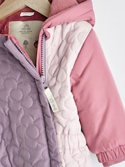 Lilac Purple Colourblock Baby All In One Pramsuit (0mths-2yrs) - Image 3 of 8