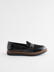 Black Extra Wide Fit Forever Comfort® Brogue Detail Chunky Sole Loafers - Image 5 of 9