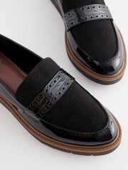 Black Extra Wide Fit Forever Comfort® Brogue Detail Chunky Sole Loafers - Image 8 of 9