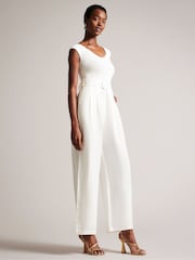 Ted Baker White Off The Shoulder Tabbiaa Wide Leg Jumpsuit - Image 1 of 5