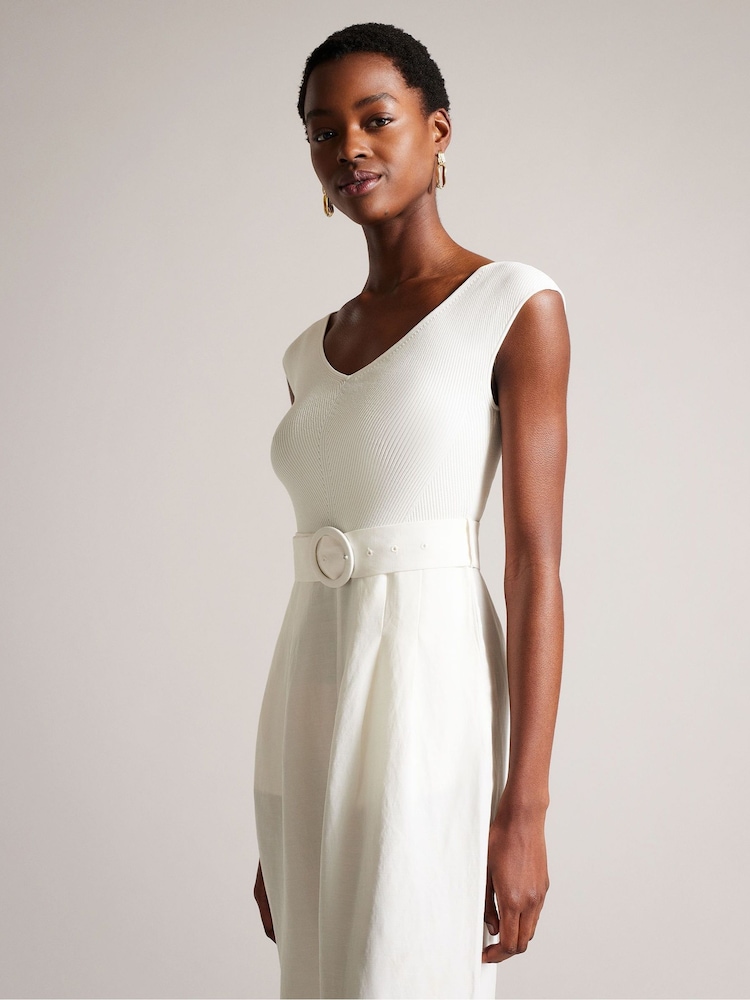 Ted Baker White Off The Shoulder Tabbiaa Wide Leg Jumpsuit - Image 3 of 5
