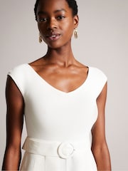 Ted Baker White Off The Shoulder Tabbiaa Wide Leg Jumpsuit - Image 4 of 5