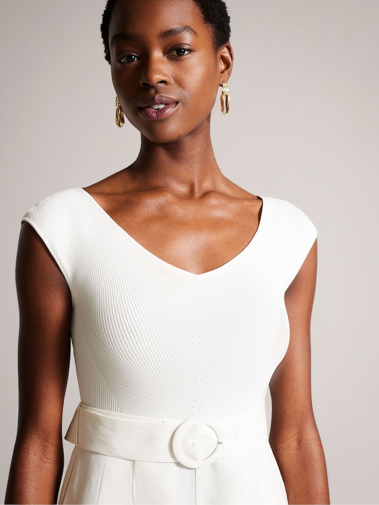 Ted Baker White Off The Shoulder Tabbiaa Wide Leg Jumpsuit - Image 4 of 5