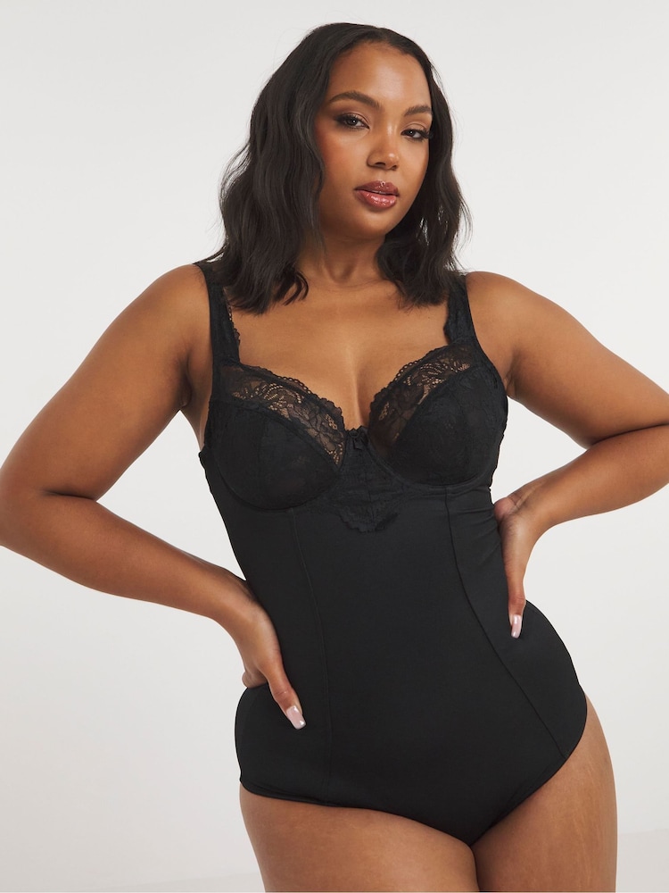 Simply Be Black Magisculpt Ella Lace Firm Control Bodyshaper - Image 1 of 4