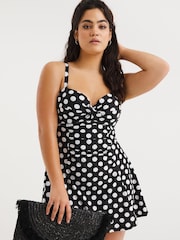 Simply Be Magisculpt Spot Black Underwired Twist Front Swimdress - Image 3 of 4