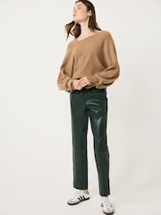 Camel Brown Premium 100% Lambswool Asymmetric Neck Jumper - Image 1 of 8
