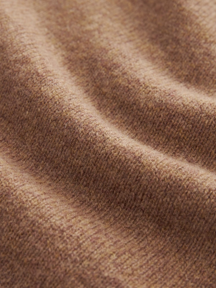 Camel Brown Premium 100% Lambswool Asymmetric Neck Jumper - Image 6 of 8